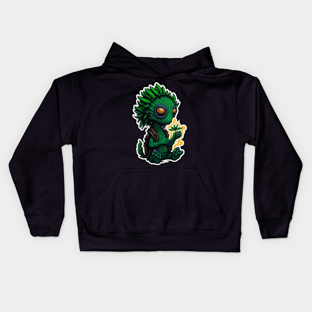 Rastafari weed alien Kids Hoodie by Hater Panda